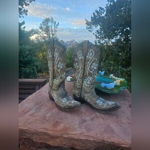 Leather Boots Circle G Floral Womens 7.5